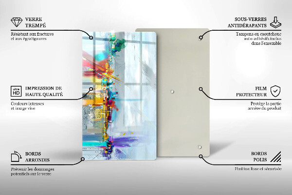 Glas Ceranfeldabdeckung Spritzschutz Gemalte Abstraktion
