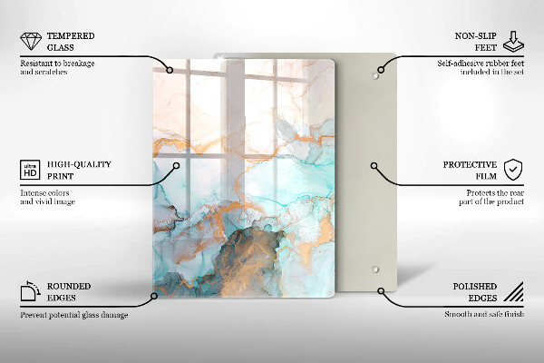 Glas Herdabdeckplatte Pastellabstraktion