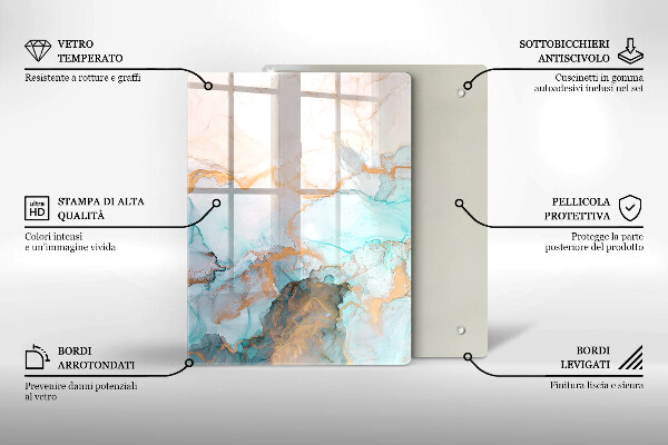 Glas Herdabdeckplatte Pastellabstraktion