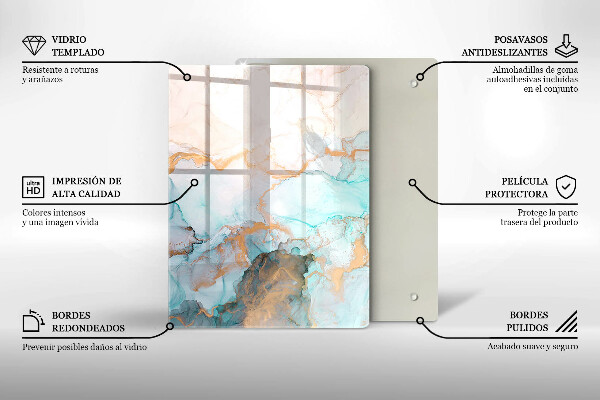 Glas Herdabdeckplatte Pastellabstraktion