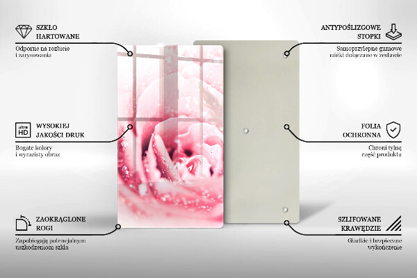 Glas Ceranfeldabdeckung Spritzschutz Tautropfen und Rosenblüte