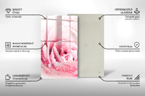 Glas Ceranfeldabdeckung Spritzschutz Tautropfen und Rosenblüte