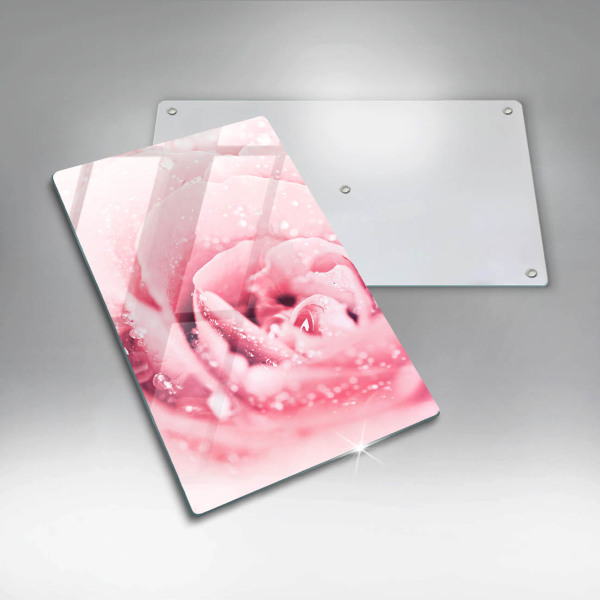 Glas Ceranfeldabdeckung Spritzschutz Tautropfen und Rosenblüte