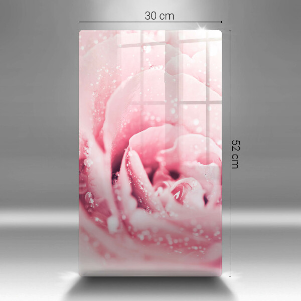 Glas Ceranfeldabdeckung Spritzschutz Tautropfen und Rosenblüte