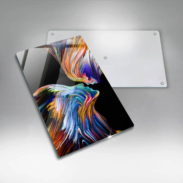 Glas Herdabdeckplatte Kuss-Abstraktion