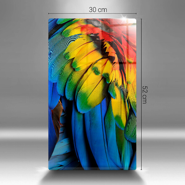 Glas Herdabdeckplatte Bunte Papageienfedern