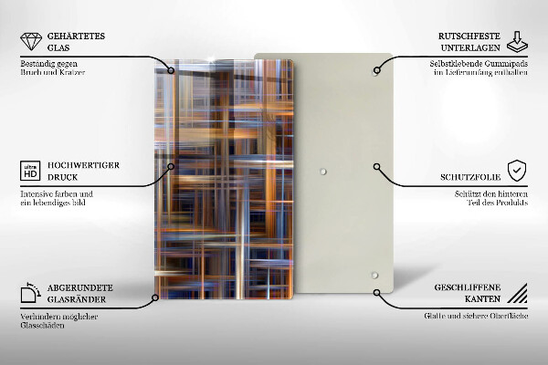Glas Herdabdeckplatte Abstrakte Farblinien