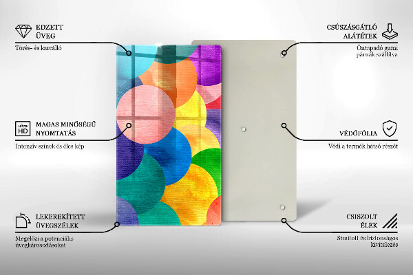 Glas Herdabdeckplatte Bunte Kreise