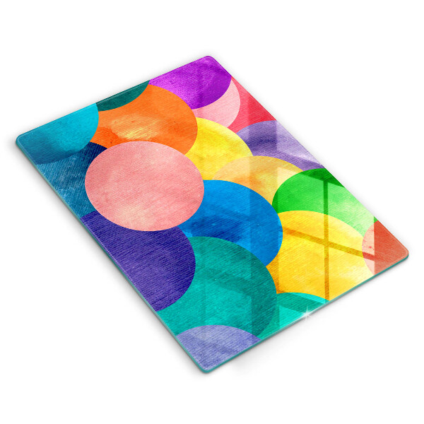 Glas Herdabdeckplatte Bunte Kreise