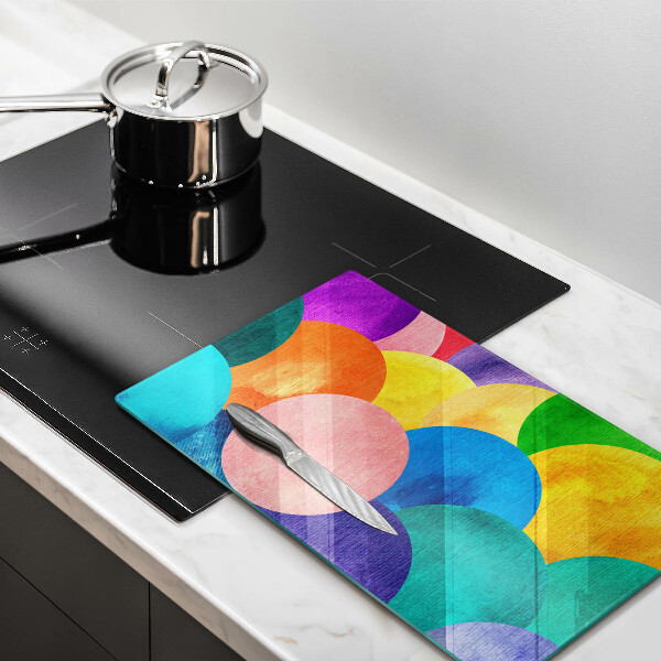 Glas Herdabdeckplatte Bunte Kreise