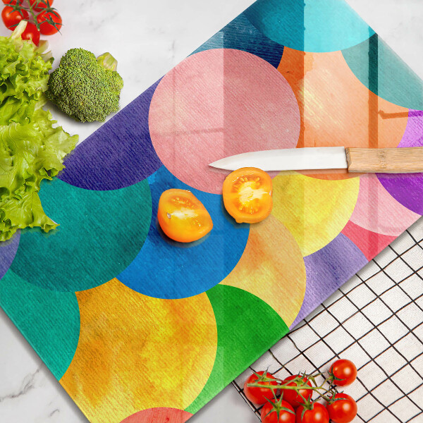 Glas Herdabdeckplatte Bunte Kreise