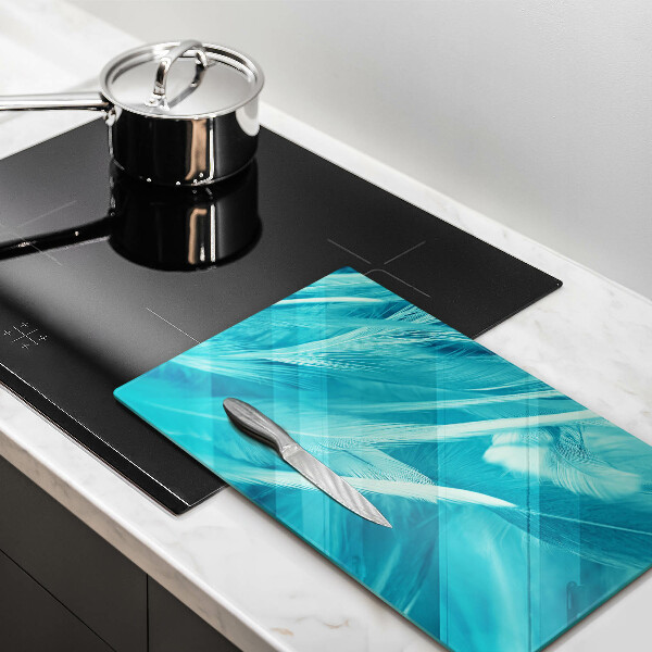 Glas Herdabdeckplatte Zarte Federn