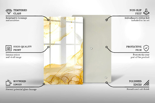 Glas Ceranfeldabdeckung Spritzschutz Goldene Abstraktion