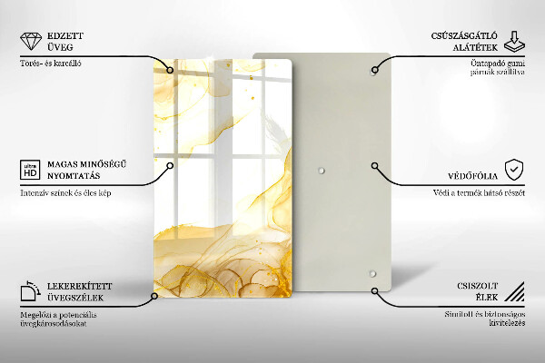 Glas Ceranfeldabdeckung Spritzschutz Goldene Abstraktion