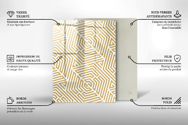 Glas Ceranfeldabdeckung Spritzschutz Goldene Abstraktion