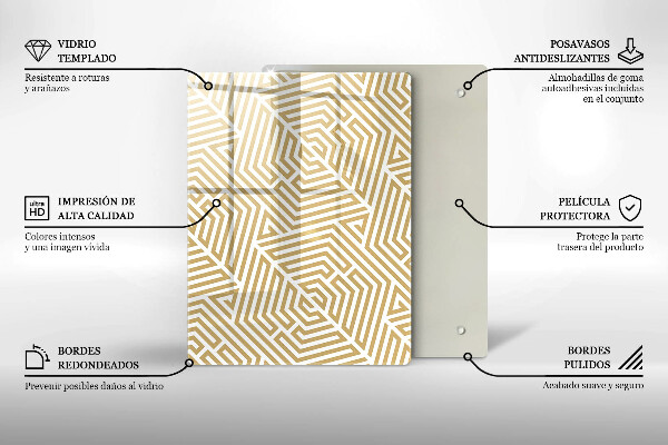 Glas Ceranfeldabdeckung Spritzschutz Goldene Abstraktion