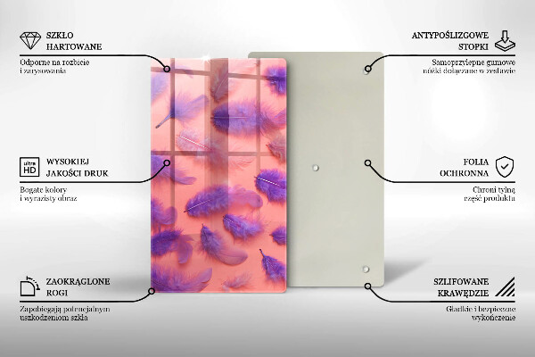 Glas Herdabdeckplatte Flauschige Federn