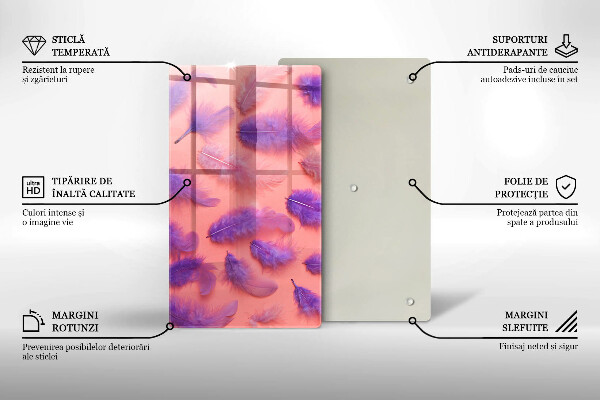 Glas Herdabdeckplatte Flauschige Federn