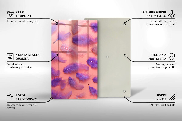 Glas Herdabdeckplatte Flauschige Federn