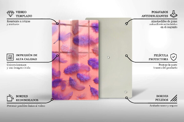Glas Herdabdeckplatte Flauschige Federn