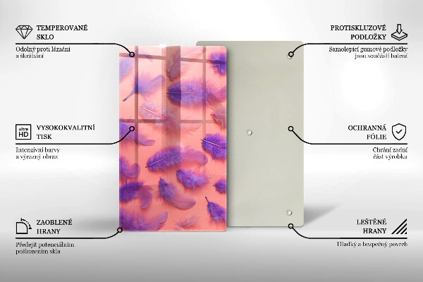 Glas Herdabdeckplatte Flauschige Federn