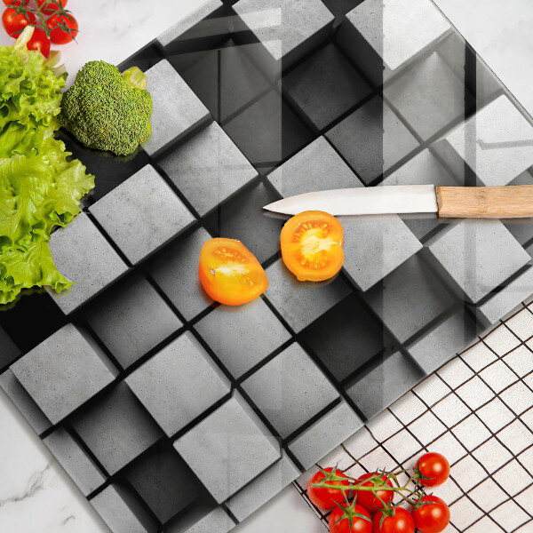 Glas Ceranfeldabdeckung Spritzschutz Abstrakte 3D-Quadrate