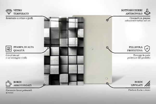 Glas Ceranfeldabdeckung Spritzschutz Abstrakte 3D-Quadrate