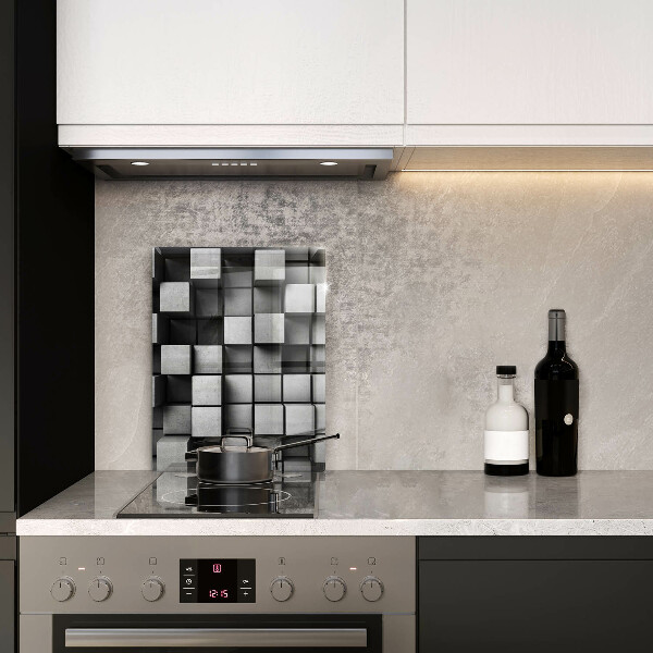 Glas Ceranfeldabdeckung Spritzschutz Abstrakte 3D-Quadrate