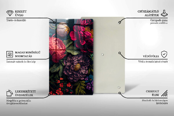 Glas Herdabdeckplatte Schöne Blumen