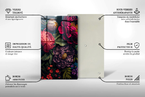 Glas Herdabdeckplatte Schöne Blumen