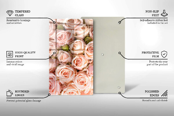 Glas Ceranfeldabdeckung Spritzschutz Strauß zarter Rosen