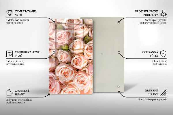 Glas Ceranfeldabdeckung Spritzschutz Strauß zarter Rosen