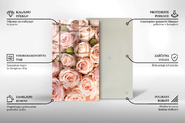 Glas Ceranfeldabdeckung Spritzschutz Strauß zarter Rosen