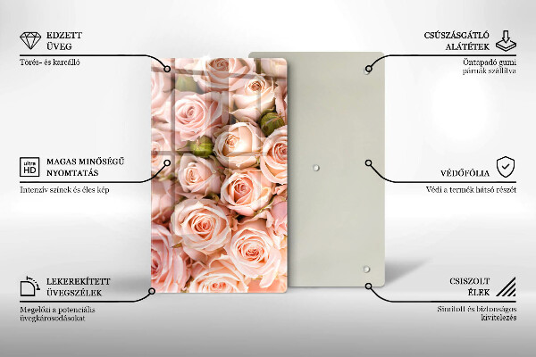 Glas Ceranfeldabdeckung Spritzschutz Strauß zarter Rosen