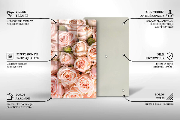 Glas Ceranfeldabdeckung Spritzschutz Strauß zarter Rosen