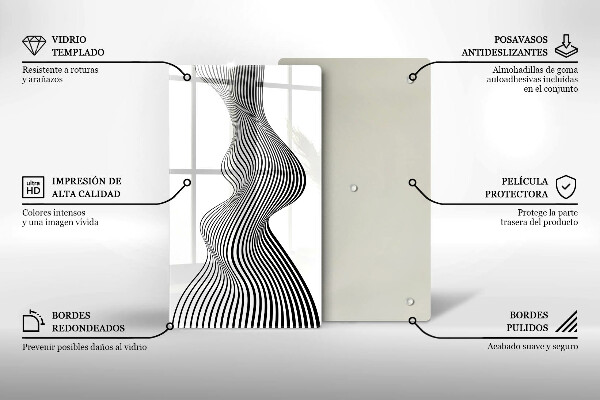 Glas Herdabdeckplatte Lineare Abstraktion