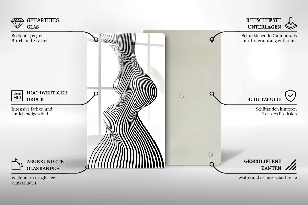 Glas Herdabdeckplatte Lineare Abstraktion