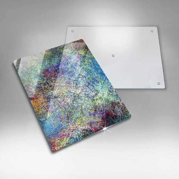 Glas Ceranfeldabdeckung Spritzschutz Bunte Linienabstraktion