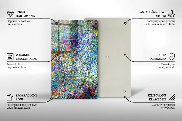 Glas Ceranfeldabdeckung Spritzschutz Bunte Linienabstraktion