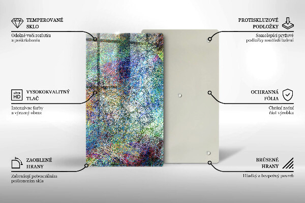 Glas Ceranfeldabdeckung Spritzschutz Bunte Linienabstraktion