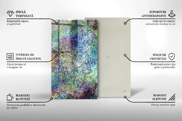 Glas Ceranfeldabdeckung Spritzschutz Bunte Linienabstraktion