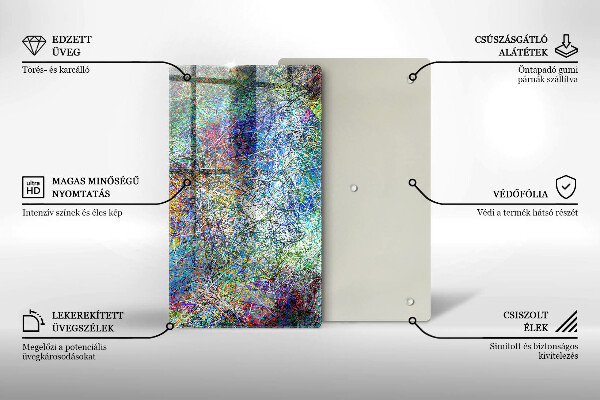Glas Ceranfeldabdeckung Spritzschutz Bunte Linienabstraktion