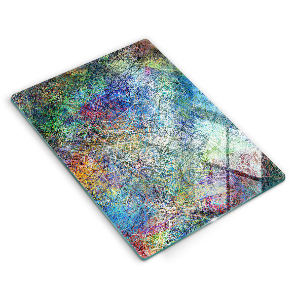 Glas Ceranfeldabdeckung Spritzschutz Bunte Linienabstraktion