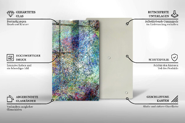 Glas Ceranfeldabdeckung Spritzschutz Bunte Linienabstraktion