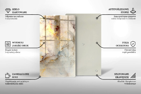 Glas Herdabdeckplatte Marmorstruktur mit Gold