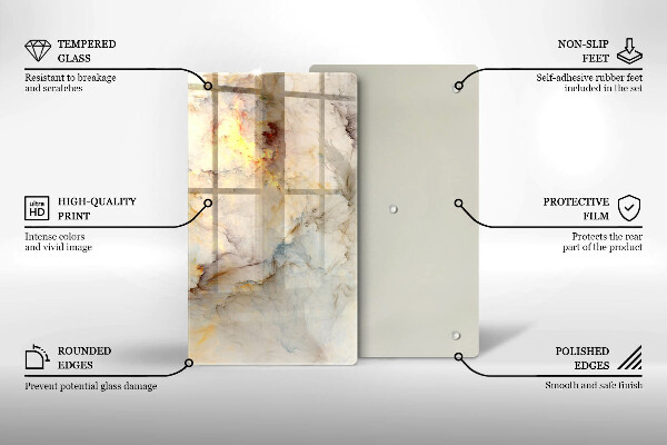 Glas Herdabdeckplatte Marmorstruktur mit Gold