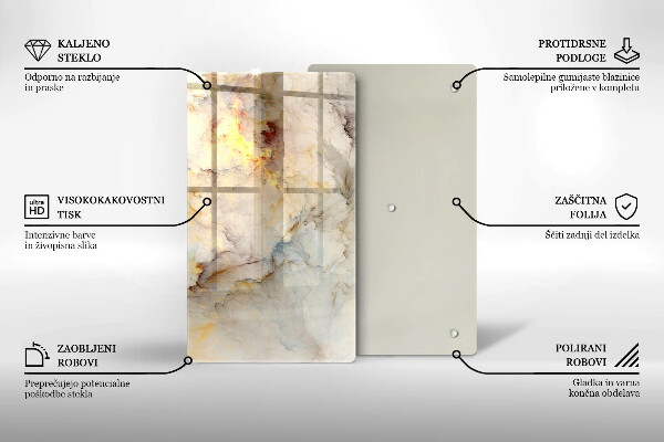 Glas Herdabdeckplatte Marmorstruktur mit Gold