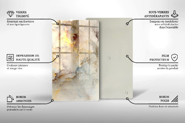 Glas Herdabdeckplatte Marmorstruktur mit Gold