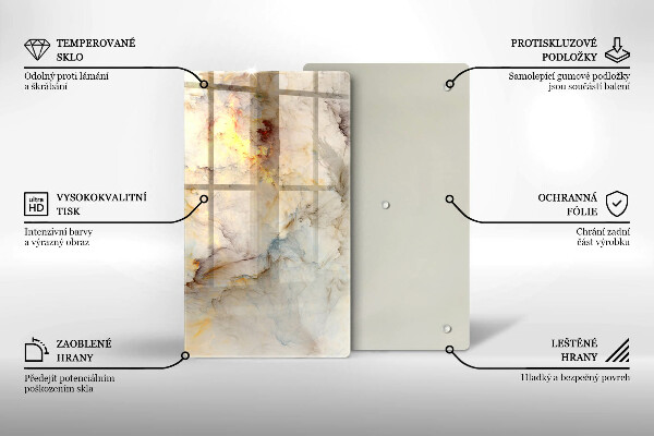 Glas Herdabdeckplatte Marmorstruktur mit Gold