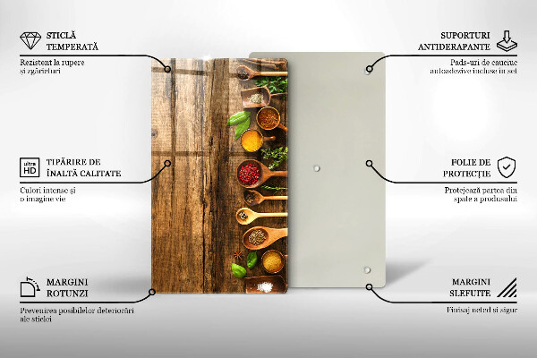 Glas Ceranfeldabdeckung Spritzschutz Holzlöffel mit Gewürzen
